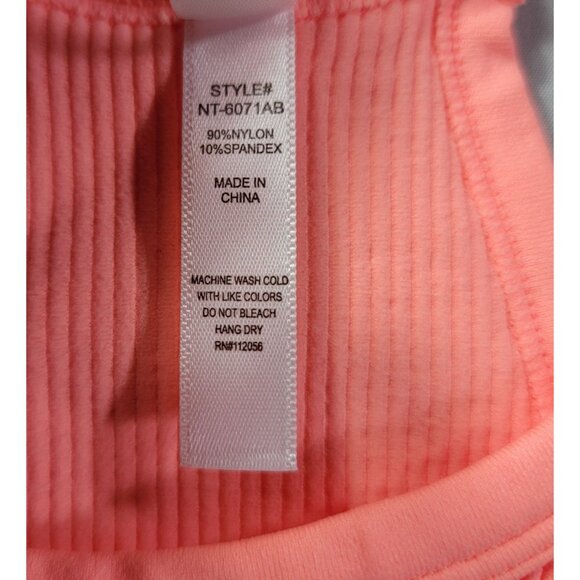 2 Tank Crop Tops Womens L/XL Halter-Style Straps Ribbed Zenana Coral Teal NEW - Picture 4 of 6